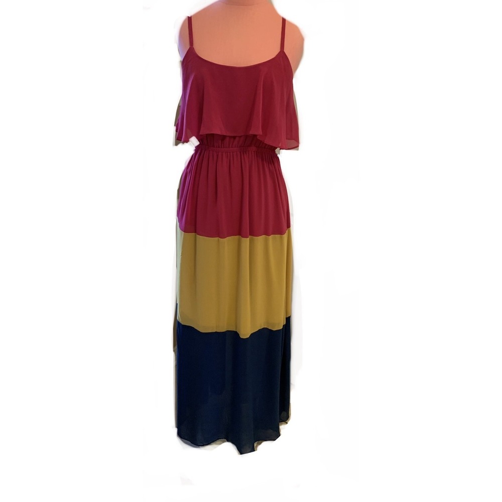 Marineblu Color Block maxi dress Size M Adjustable‎ Spaghetti Straps